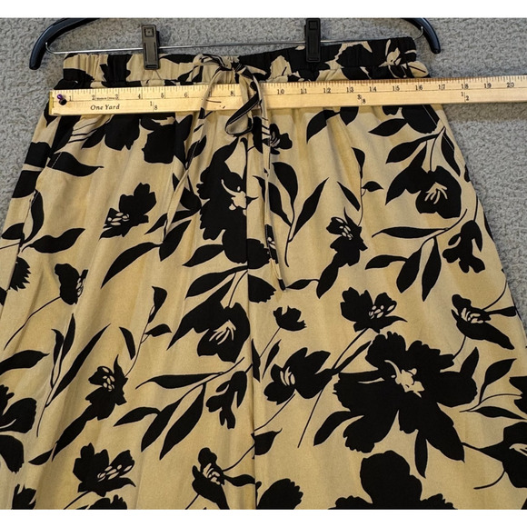 Emery Rose Womens Tan Black Floral Wide Leg Pants XL Regular - Picture 2 of 10